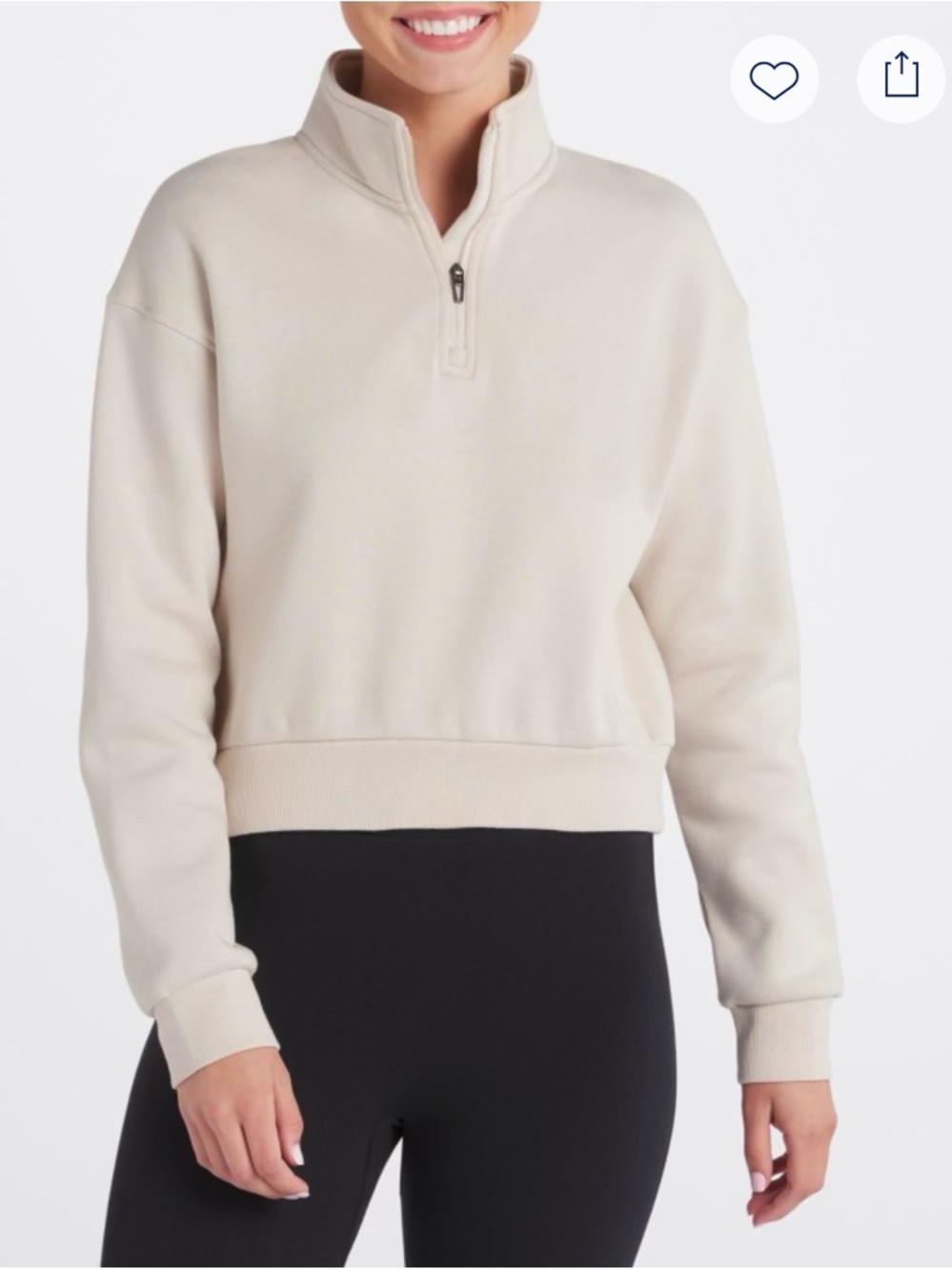 MPG Sport The Comfort Women's 1/4 Zip Fleece Sweatshirt Beige